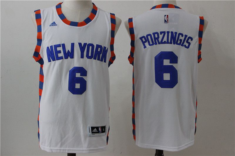 Men New York Knicks 6 Porzingis White Adidas NBA Jersey